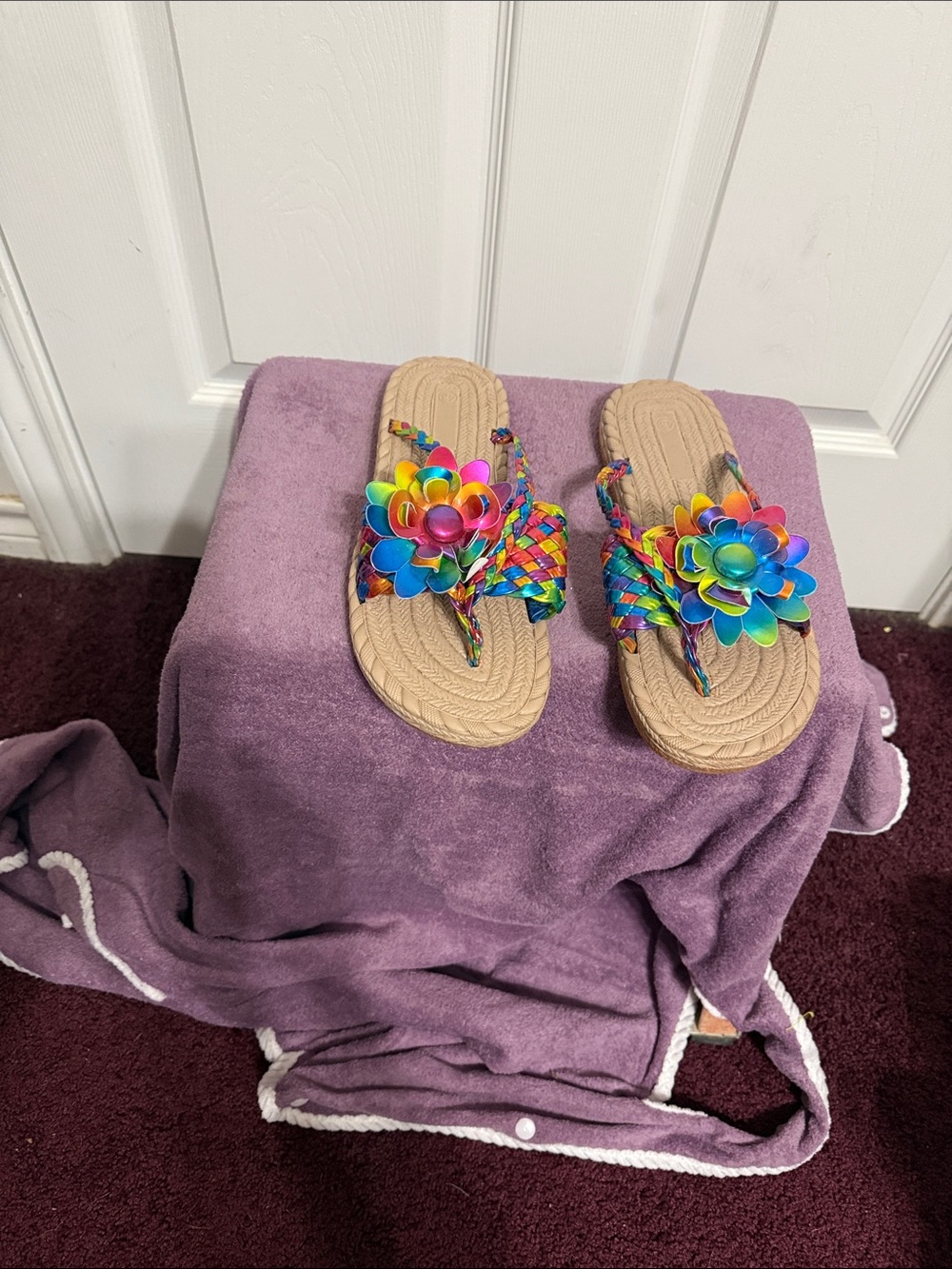 Source Unknown Rainbow Floral Braided Women’s Sandal - Multicolor